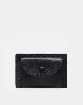 ASOS DESIGN saffiano leather card holder in black ASOS DESIGN