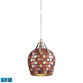 1 подвесной светильник из сатинированного никеля и мульти-мозаичного стекла - светодиоды с яркостью до 800 люмен (эквивалент 60 Вт) Macy's