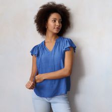 Женская рубашка LC Lauren Conrad с завязкой спереди и v-образным вырезом с рюшами LC Lauren Conrad