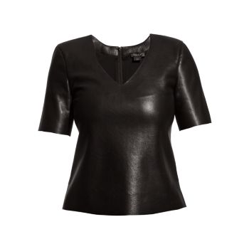 Felicity Recycled Leather V-Neck Top AS BY DF