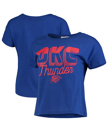 Женская укороченная футболка бойфренда синего цвета Oklahoma City Thunder Junk Food