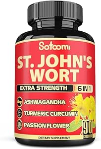 Satoomi St. John's Wort Capsules (Капсулы) Extract Supplement 5050mg - 90 Veggie Caps (Вегетарианские капсулы) 3-Month Supply - Ashwagandha Root, Turmeric Curcumin Root, Passion Flower & more Satoomi