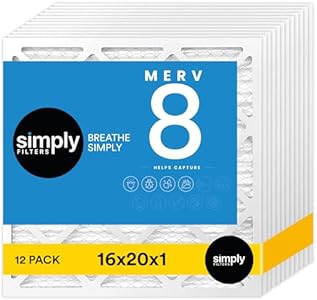 Воздушные фильтры 10x20x1 MERV 8, 24 штуки, размер 9.75x19.75x0.75 для систем HVAC и кондиционеров Simply