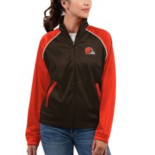 Women's G-III 4Her by Carl Banks  Brown Cleveland Browns Showup Fashion Dolman Full-Zip Track Jacket In The Style