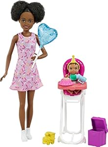 Barbie Skipper Babysitter Inc Playset, Birthday Feeding Set with Skipper Doll, Color-Change Baby Doll, High Chair & Accessories Barbie