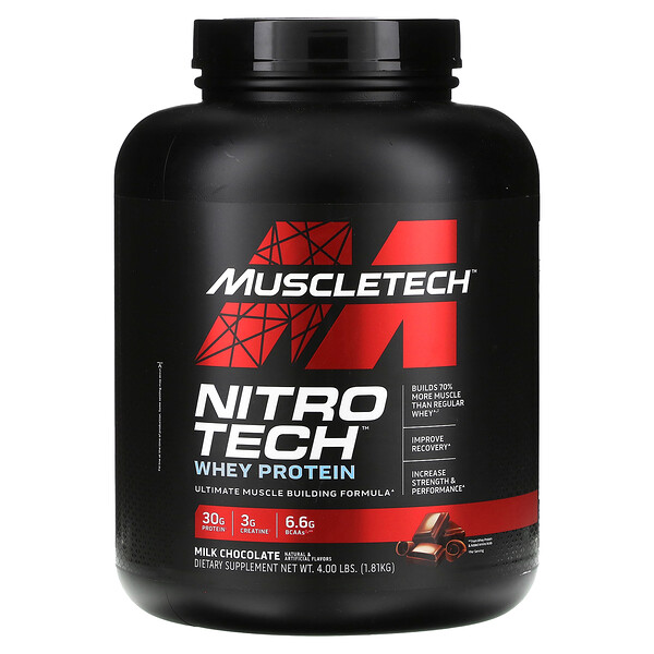 NitroTech, Сывороточные пептиды, молочный шоколад, 4 фунта (1,81 кг) Muscletech