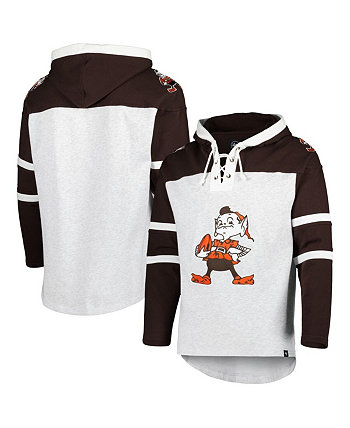 Мужской пуловер с капюшоном на шнуровке Cleveland Browns Heather Grey Brownie The Elf Historic Logo Gridiron '47 Brand