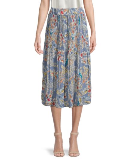 Floral-Print Pleated Skirt Chenault