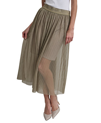 Women's Plissé Embossed-Waist Midi Skirt DKNY