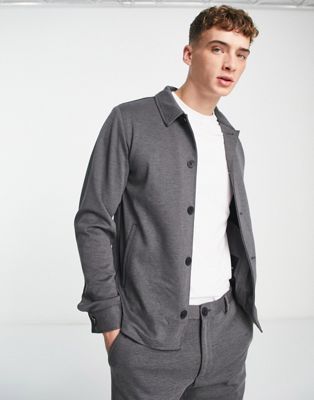 Серый приталенный пиджак из джерси Jack & Jones Premium Jack & Jones