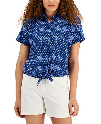 Женская рубашка с завязками спереди в горошек, созданная для Macy's Style & Co