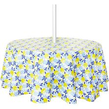 Round Outdoor Tablecloth with Umbrella Hole for Patio Table, Lemons Design (5 Ft) Okuna Outpost