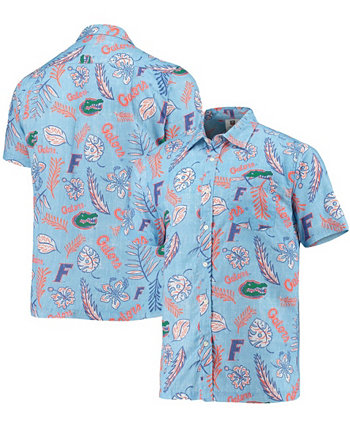 Men's Light Blue Florida Gators Vintage-Like Floral Button-Up Shirt Wes & Willy