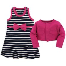 Hudson, комплект из 2 предметов, хлопковое платье и кардиган для девочек-младенцев и малышей, темно-синий Hudson Baby