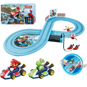 Carrera FIRST Mario Kart Beginner Battery Operated Slot Car Race Track Set featuring Mario versus Yoshi Carrera