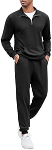 COOFANDY Men's Tracksuit 2 Piece Quarter Zip Sweatsuit Sets Casual Athletic Running Jogging Suits Coofandy