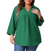 Plus Size Tops for Women V Neck Long Sleeve Flowy Blouse Work Chiffon Shirts Agnes Orinda