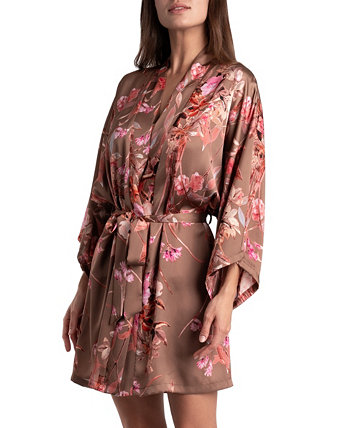 Женский атласный халат с цветочным принтом Melodi Midnight Bakery