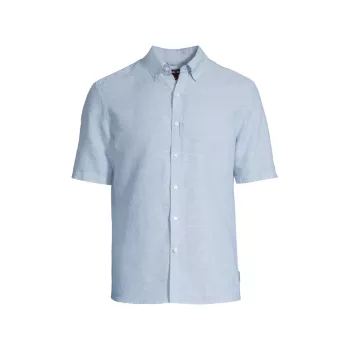 Linen-Blend Button-Down Slim-Fit Shirt Michael Kors