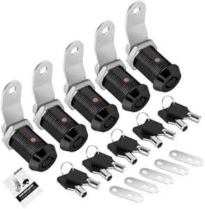 10 Pack Cabinet Lock with Keys, 1" RV Storage Locks Keyed Alike, RV Locks for Storage Door, Camper Toolbox RV Cam Locks with Manual(Black, 10Pack, 1 Inch) Cylinnda