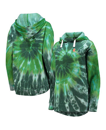 Женская зеленая толстовка с капюшоном большого размера из пуловера с принтом тай-дай Slow Ride Spiral Miami Hurricanes Colosseum