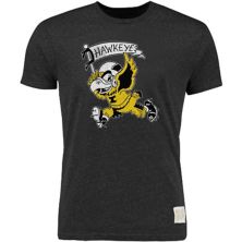 Мужская Футболка Original Retro Brand Heather Black Iowa Hawkeyes Vintage Herky Tri-Blend Original Retro Brand