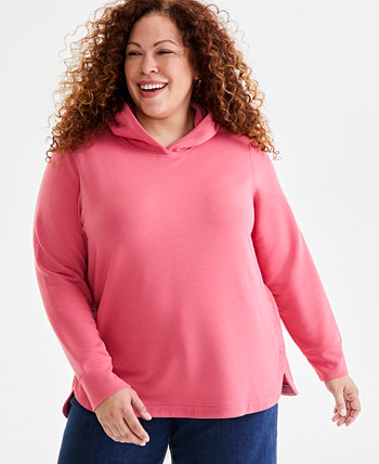 Plus Size Side-Snap Fleece Hoodie, Exclusively at Macy's Style & Co