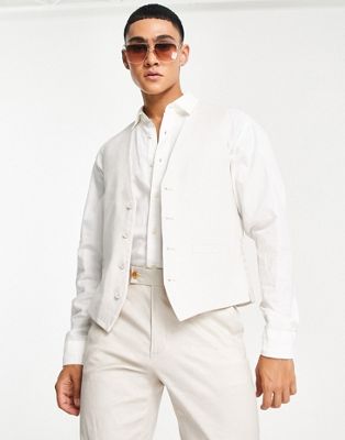 Белый приталенный льняной костюмный жилет French Connection French Connection