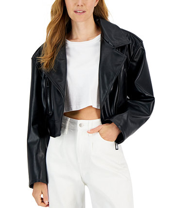 Женская куртка из искусственной кожи с логотипом в стиле мото HUGO BOSS