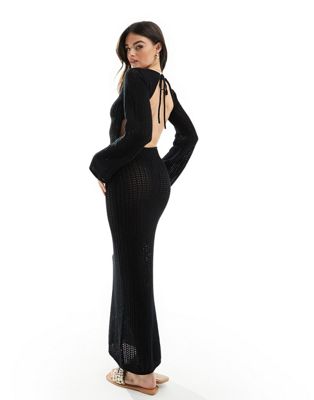 Черное вязаное пляжное платье макси с ключевыми отверстиями 4th & Reckless 4TH & RECKLESS
