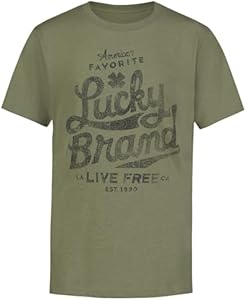 Lucky Brand Boys' Short Sleeve Graphic Crew Neck T-Shirt, Soft, Comfortable, Relaxed Fit Lucky Brand