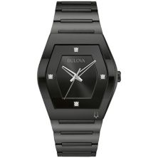 Bulova Men's Modern Gemini Black Stainless Steel Diamond Accent Bracelet Watch - 98D177 Bulova