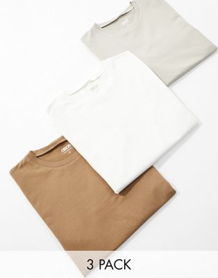 Комплект из трех футболок с круглым вырезом ASOS DESIGN в разных цветах ASOS DESIGN