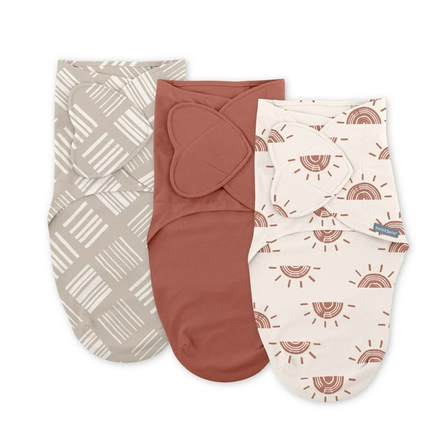 SwaddleMe by Ingenuity Monogram Collection Swaddle,  3-Pack, For Ages 0-3 Months - Rainbow Ingenuity