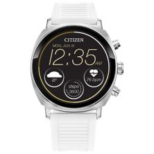 Умные умные часы Citizen CZ унисекс из нержавеющей стали с сенсорным экраном и белым силиконовым ремешком — MX100-28X Citizen