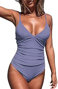 CUPSHE Women's One Piece Swimsuit Tummy Control V Neck Bathing Suits Cupshe