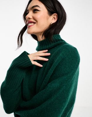 Темно-зеленый шерстяной свитер оверсайз с высоким воротником & Other Stories & OTHER STORIES