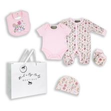 Baby Girls Birdy Floral 5 Pc Layette Gift Set in Mesh Bag Rock A Bye Baby Boutique