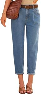 EVALESS Womens Baggy Jeans High Waisted Stretchy Boyfriend Barrel Denim Ankle Pants Evaless