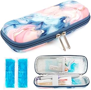 YOUSHARES Insulin Cooler Travel Case - Diabetic Insulated Organizer Portable Cooling Bag for Medication Cooling Insulation, Insulin Pen Case with 2 TSA Approved Cooler Ice Pack (Quicksand Powder (Порошок)) YOUSHARES