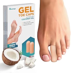 Homergy Original Soft Gel (Гель) Toe Cap - 2 Small Toe Protectors for Women & Men, Cushioning Toe Sleeves to Provide Relief from Missing/Ingrown Toenails, Corns, Calluses, Blisters, Hammer Toes Homergy