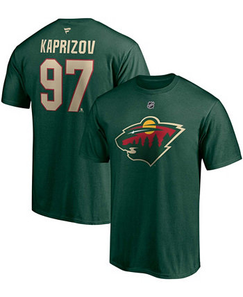 Мужская футболка Kirill Kaprizov Green Minnesota Wild Authentic Stack Name and Number Fanatics
