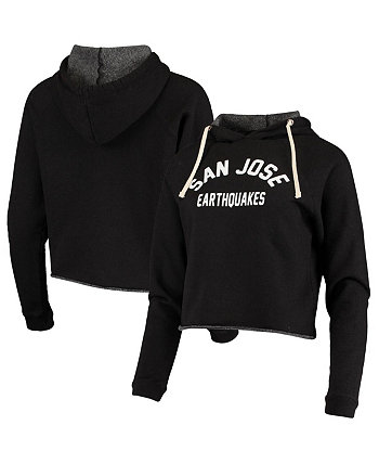 Women's Black San Jose Earthquakes Wordmark Cropped Pullover Hoodie Original Retro Brand