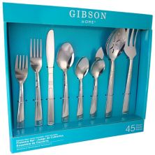 Gibson Home Astonshire 45 Piece Stainless Steel Tumble Finish Flatware Set Gibson Home