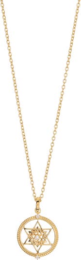 Ожерелье с подвеской в виде звезды Давида, позолоченное 14-каратным золотом и белым топазом Judith Ripka
