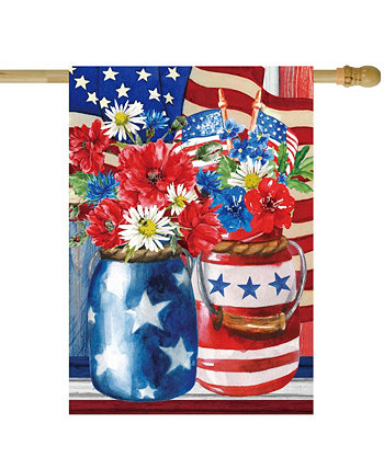 Патриотический цветочный букет Америки на открытом воздухе, флаг дома 28 x 40 дюймов Northlight