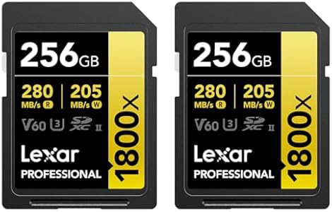 Lexar Gold Series Professional 1800x 256GB UHS-II SDXC Memory Card, 2-Pack Lexar