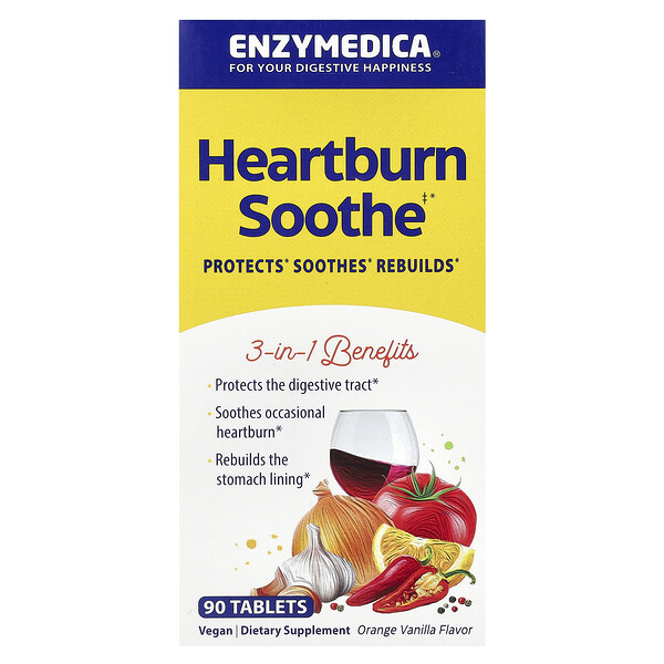 Heartburn Soothe, Апельсин Ваниль - 90 таблеток - Enzymedica Enzymedica
