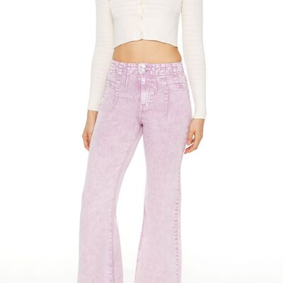 Acid Wash Twill Flare Pants Forever21