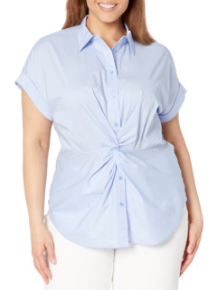 Рубашка с коротким рукавом из хлопка с закрученным спереди LAUREN Ralph Lauren